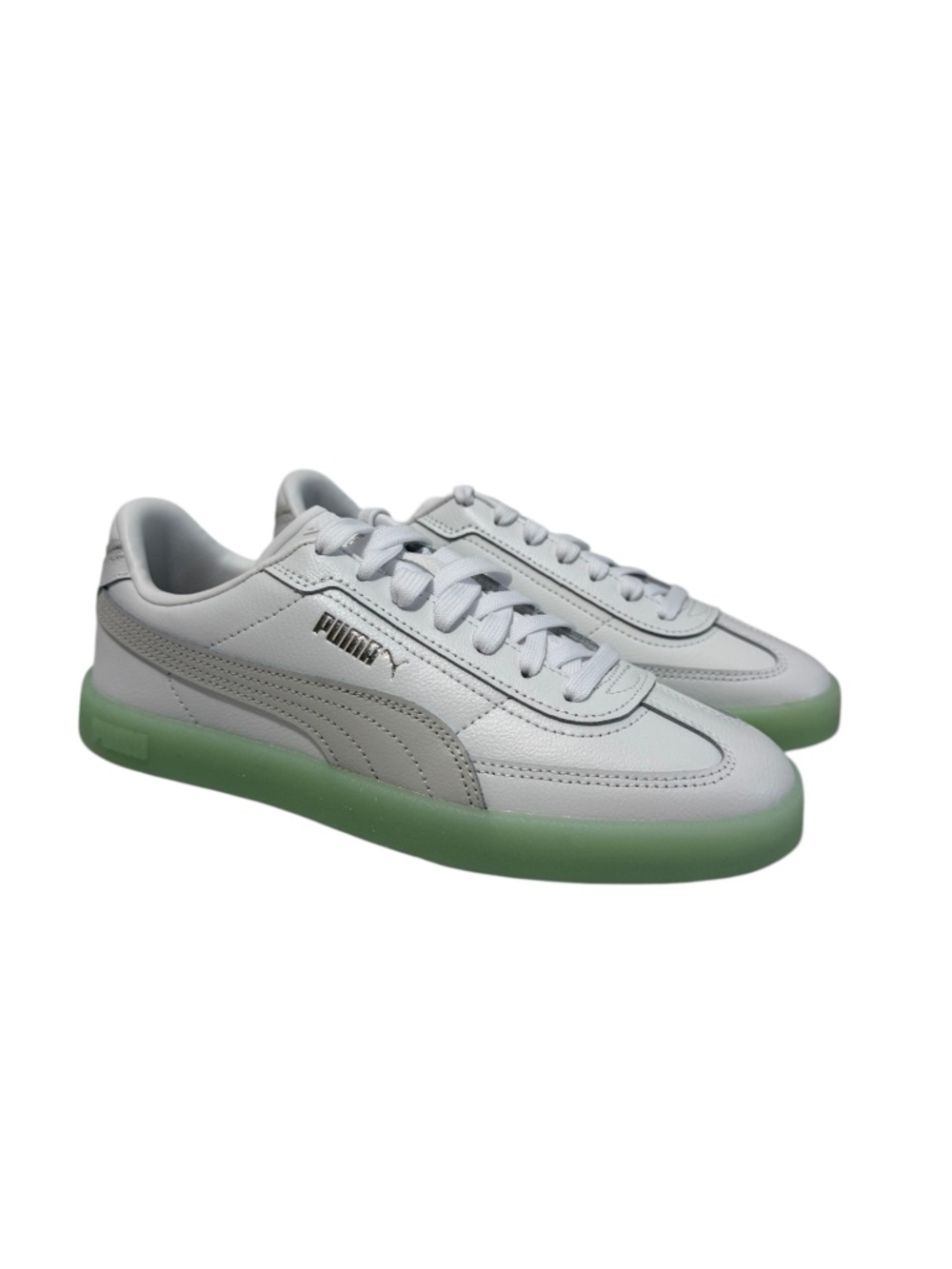 NIB PUMA Club II Era Pastel Iced Sneaker in White/Light Green Size W 7.5